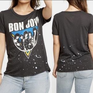 Chaser Bon Jovi Distressed Black Tee Size Medium